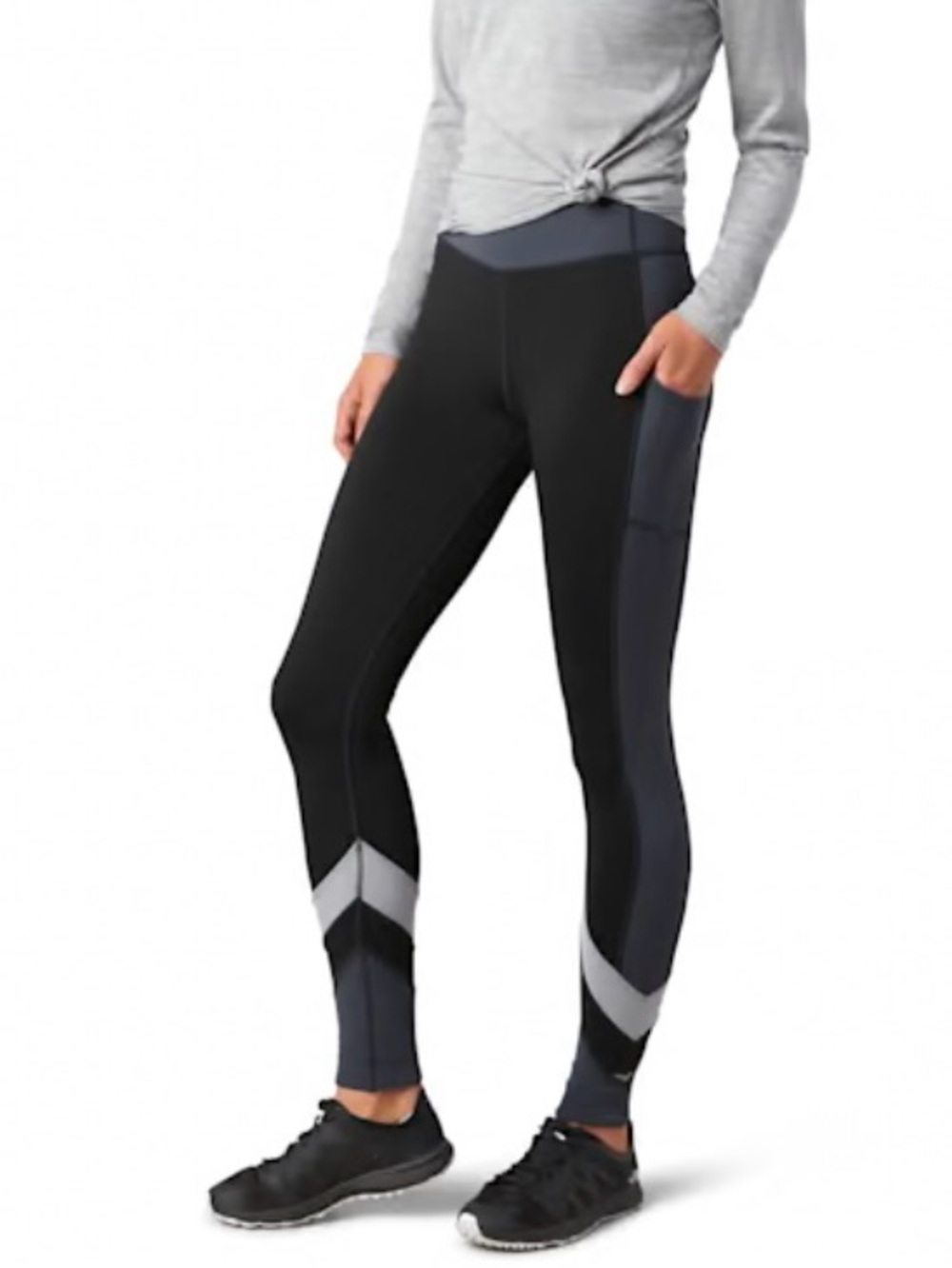 Smartwool Black and Gray Sport Fleece Colorblock Leggings Size Large